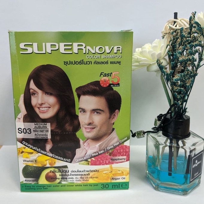 Dầu gội nhuộm SUPER NOVA Color Shampoo 30ml (nhuộm tóc tại nhà nâu đen - nâu hạt dẻ)