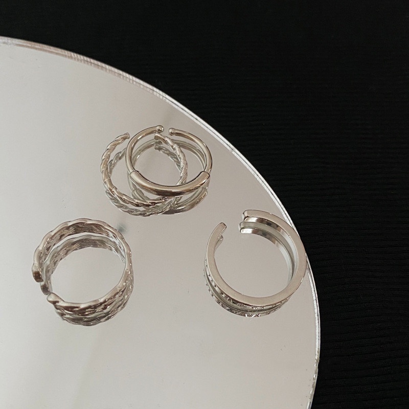 Set 4 Nhẫn Kiểu Mắt Xích Có Thể Điều Chỉnh Kích Cỡ Thời Trang Hàn Quốc