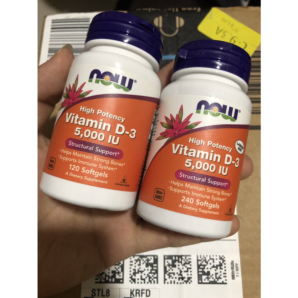 Viên Uống Now Vitamin D3 5000IU - Tăng Sức Đề Kháng Cơ Thể