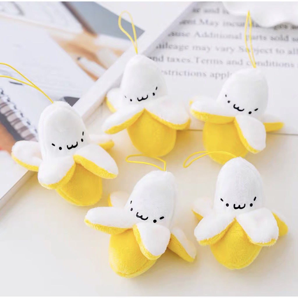 Móc khóa chuối móc khóa phối hình quả chuối nhồi bông mềm mini dễ thương