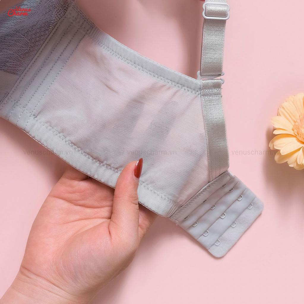 Áo lót không gọng đệm dày 3cm họa tiết ren nâng ngực tạo khe an toàn cho da nhạy cảm Venus Charm 6066