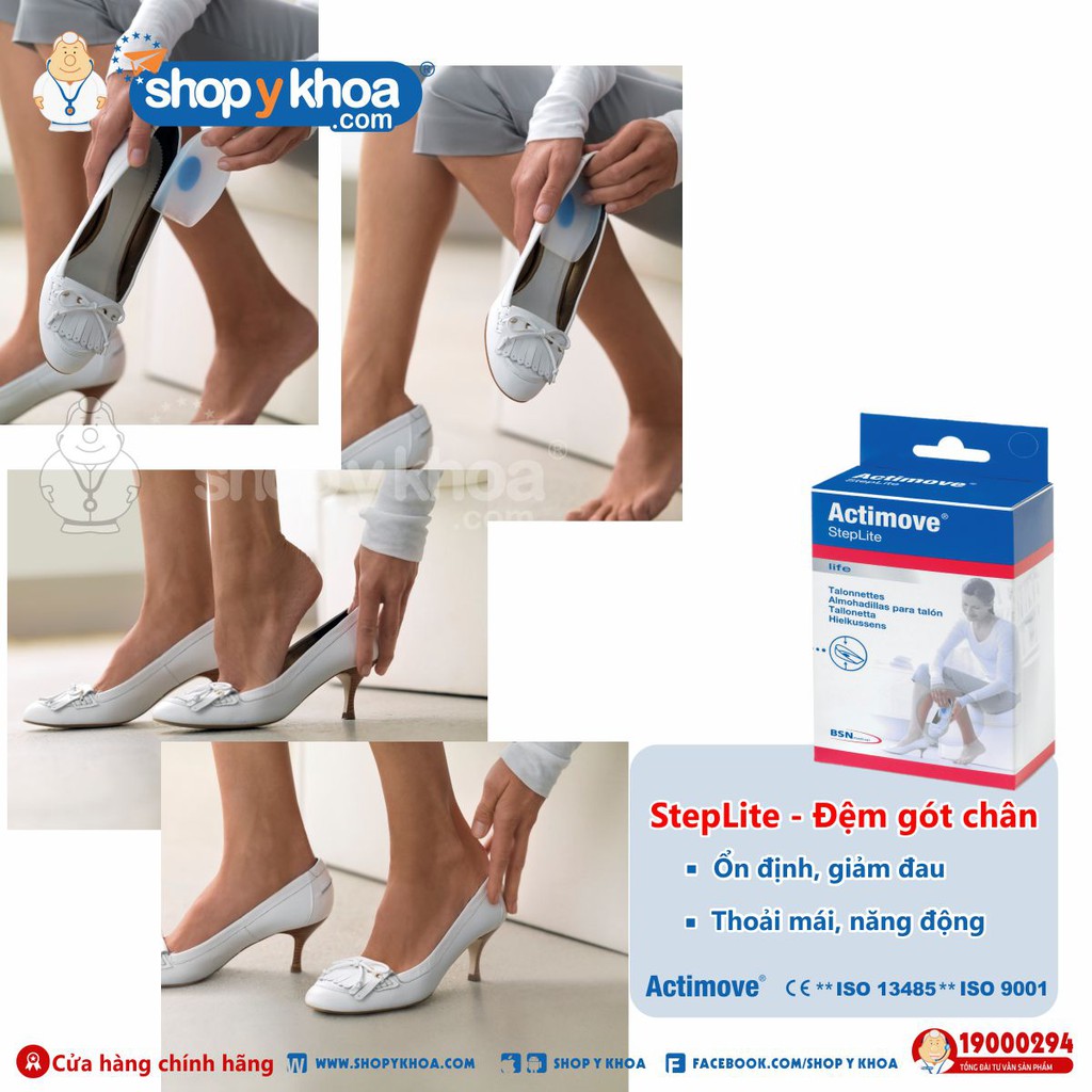 [CÓ QUÀ TẶNG] Đệm gót chân silicone tăng chiều cao Actimove Steplite (Made in Italy)