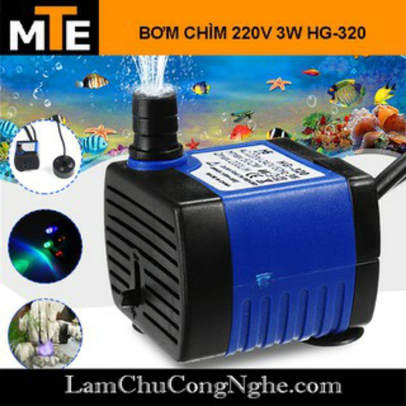 Bơm chìm mini 8W 18W 25W - 220V quạt điều hoà hơi nước - bể cá thủy cảnh, hòn non bộ, thác nước, máy lạnh quạt cây