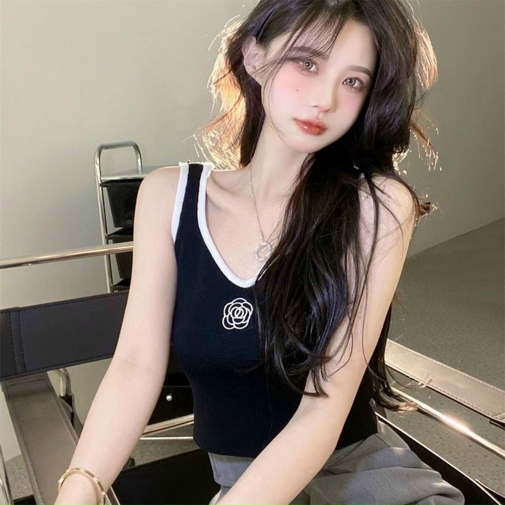 Áo ba lỗ croptop nữ thêu hoa chất liệu cotton co dãn mềm mát Minxu shop