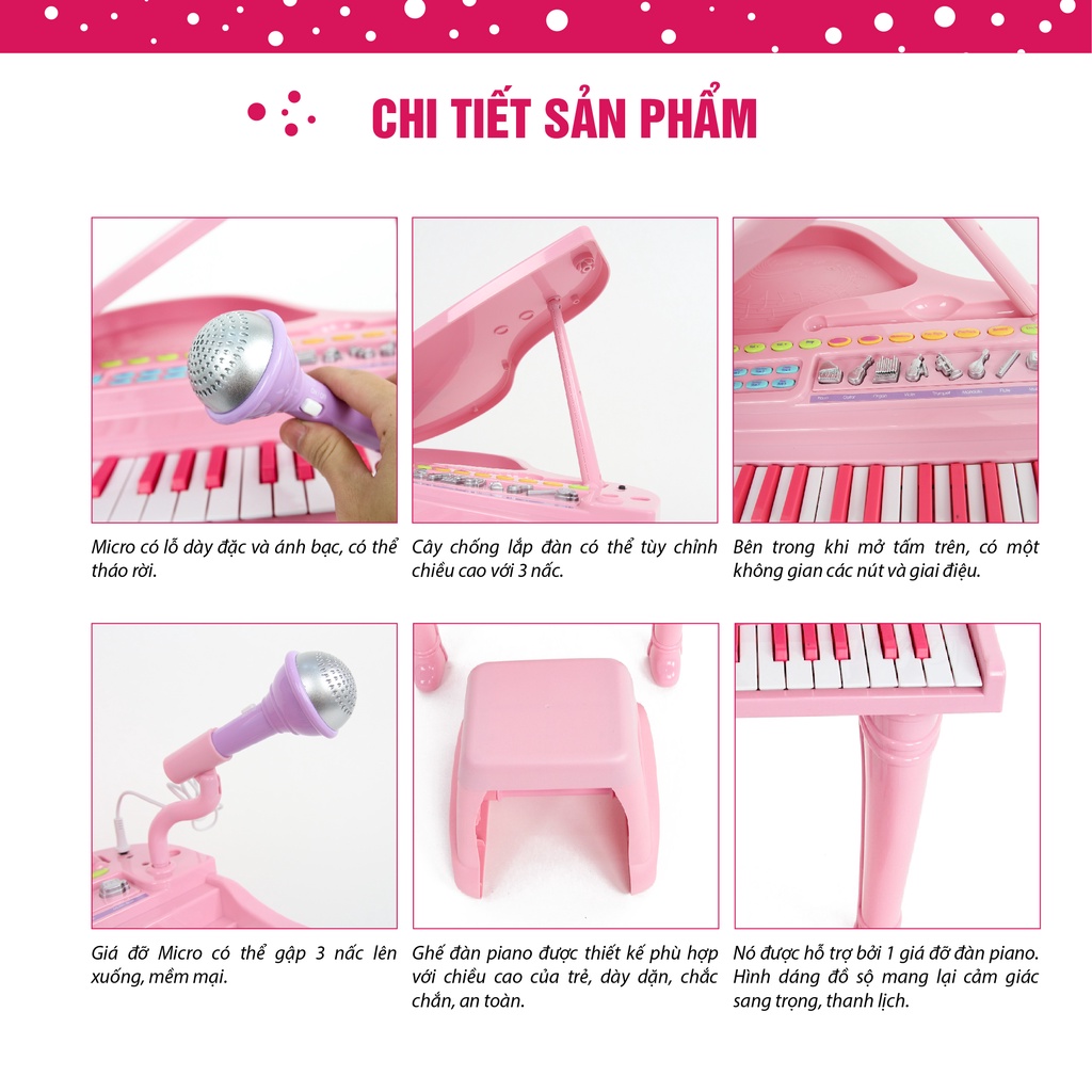 Đồ chơi âm nhạc cho bé - Đàn piano cổ điển kèm mic thu âm Winfun 2045