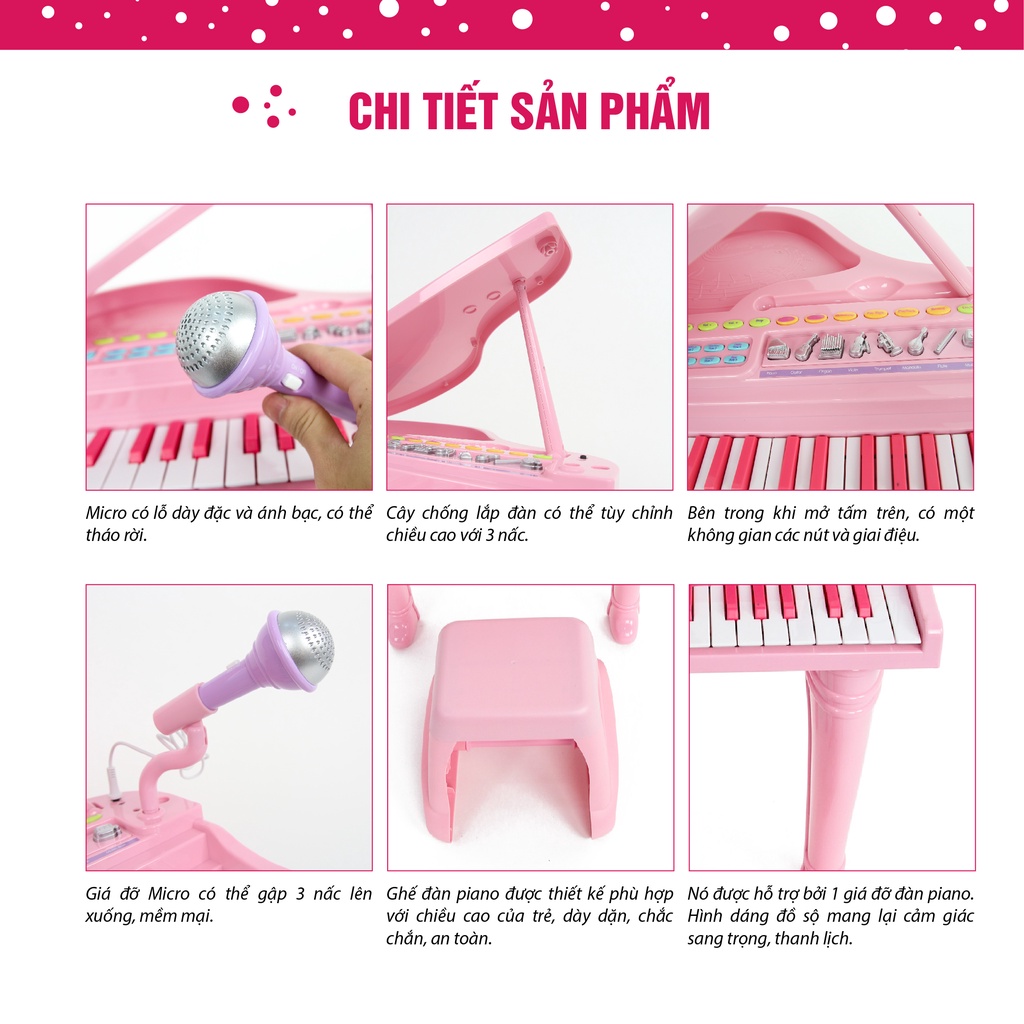 Đồ chơi âm nhạc cho bé - Đàn piano cổ điển kèm mic thu âm Winfun 2045