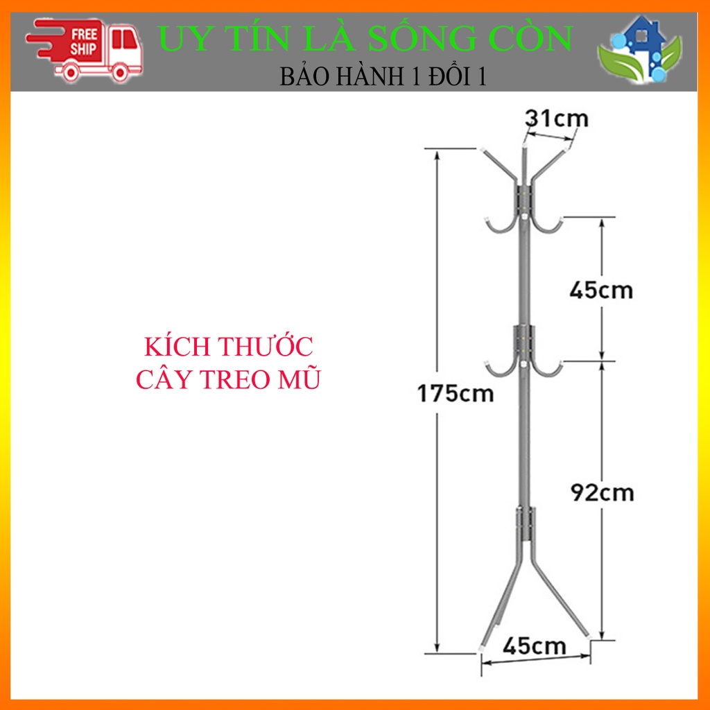 (CHỌN MÀU)Cây treo mũ nón tiện lợi, Cây treo quần áo túi giỏ xách ba lô đồ đa năng