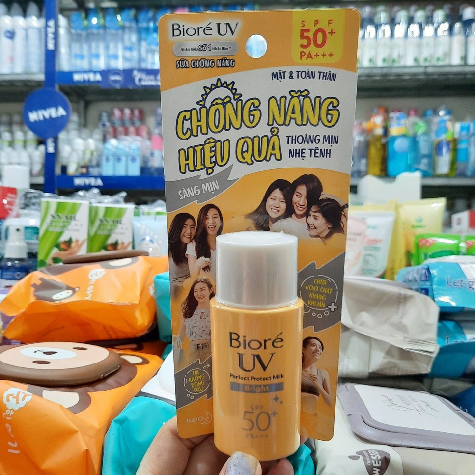 KEM CHỐNG NẮNG TRẮNG MỊN NGỌC TRAI BIORE UV PERFECT PROTECT MILK WHITE SPF50 25ML