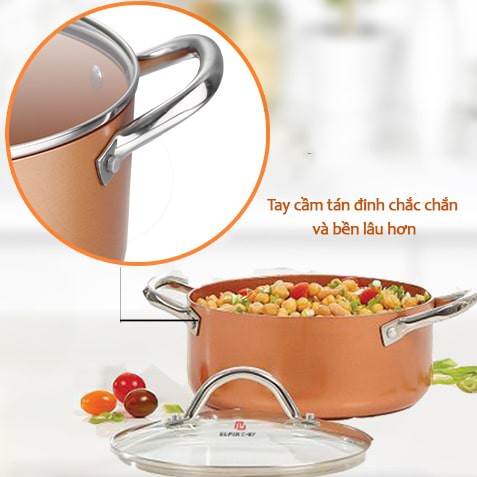 Bộ 3 Nồi Canh Chống Dính Super Chef Đáy Từ Siêu An Toàn, Siêu Bền( 162024cm)