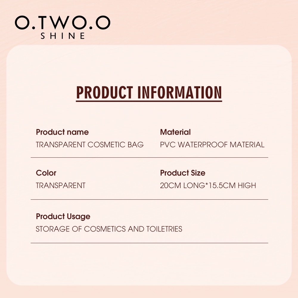 Túi đựng mỹ phẩm O.TWO.O 58g bằng PVC trong suốt nhỏ gọn chống nước