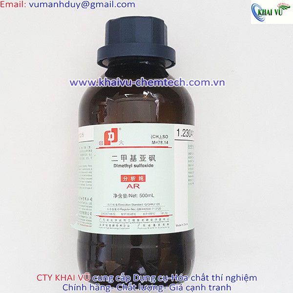 Dung môi Dimethyl sulfoxide DMSO tinh khiết thí nghiệm C2H6SO chai 500ml