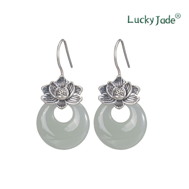 Khuyên Tai Bạc Hình Hoa Sen Phong Cách Retro Cá Tính