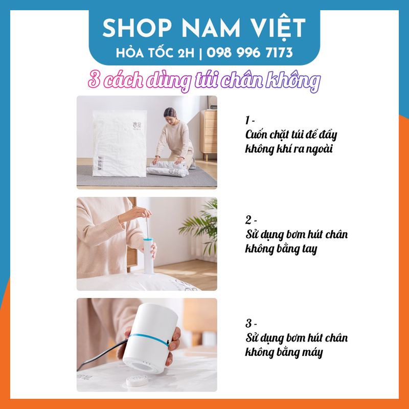 Bơm Hút Chân Không Túi Quần Áo (Bơm tay, bơm điện)