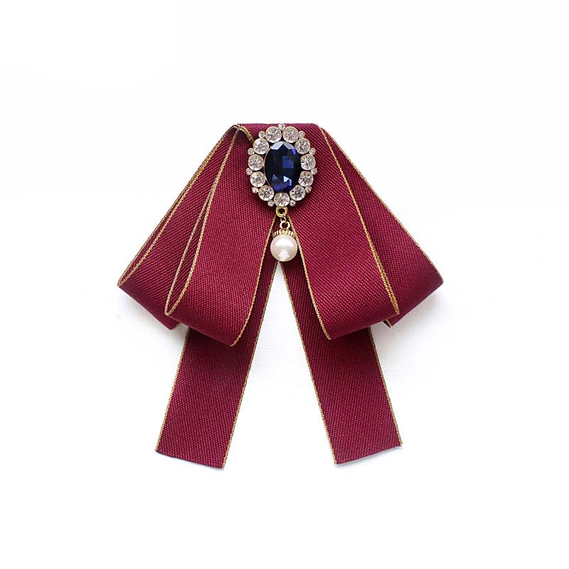 Nơ Cài Cổ Áo Đồng Phục Nữ Sinh Đính Ngọc Trai Phong Cách Vintage