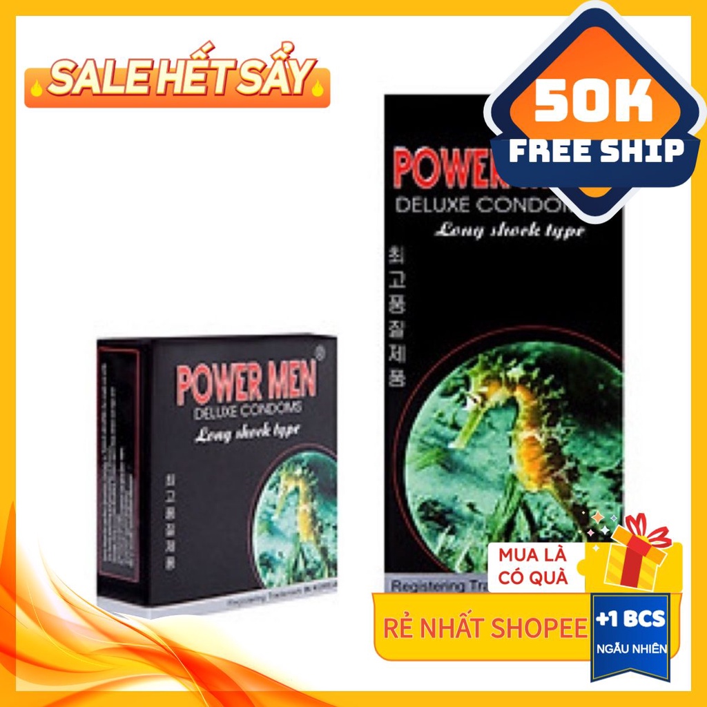 Bao Cao Su Gai Power Men Cá Ngựa Hàn Quốc Chứa Benzocain 10% Hỗ Trợ Tránh Xuất Tinh Sớm Hộp 12 Chiếc