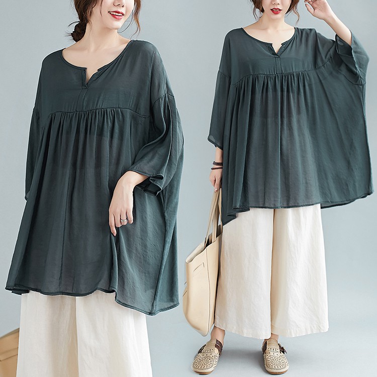 Áo Sơ Mi Cỡ Lớn Dáng Rộng Thời Trang Mùa Hè Cho Nữ Size Lớn 1324 5XL 6XL 7XL 8XL 9XL 10XL