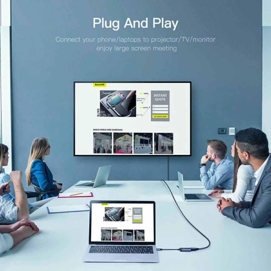 Bộ Hub chuyển đổi Baseus Enjoy Type C sang HDMI x 2 , sạc PD 60W cho Macbook, Laptop..
