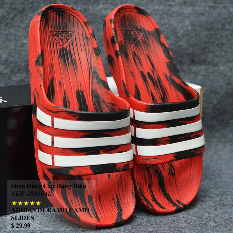 Dép Adidas Duramo Camo màu đen đỏ sọc trắng