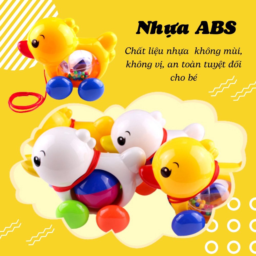 Xe kéo vịt con cho bé có hạt lắc cho bé kéo tập đi thích thú đồ chơi trẻ em thông minh cho bé trai bé gái 1 2 tuổi babye