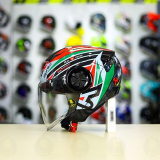 Mũ Bảo Hiểm 3/4 ROC 06 Đen Bóng Lên Tem Decal Monster Redbull  - Helmets 4U