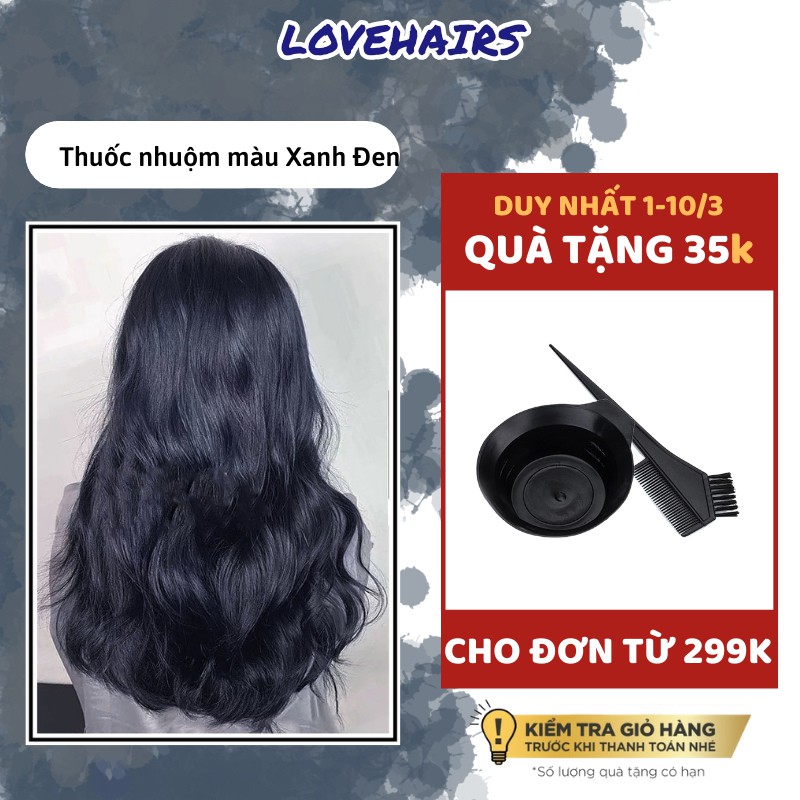 Thuốc Nhuộm Tóc Xanh Đen / Xanh Than / Xanh Dương Đen - 𝐤𝐡𝐨̂𝐧𝐠 𝐜𝐚̂̀𝐧 𝐓𝐚̂̉𝐲 và 𝐧𝐚̂𝐧𝐠 𝐭𝐨𝐧𝐞 - Love Hairs