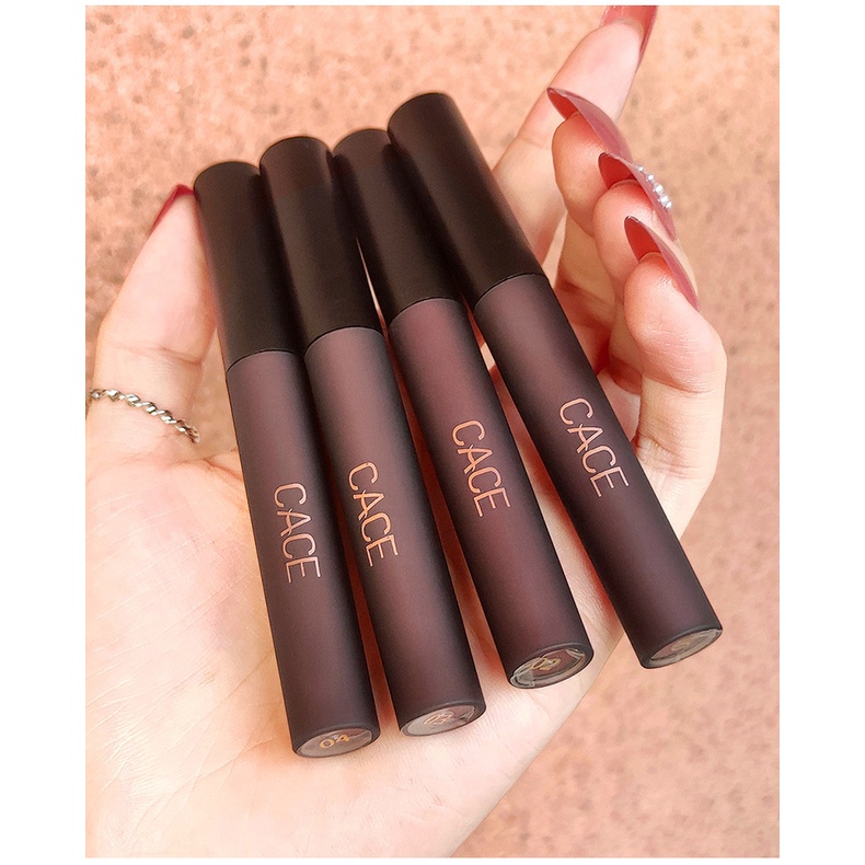 Set 4 Son Kem Lì CACE MÈO Tặng Kèm 1 Dây Chuyền Bạch Kim Khảm Đá