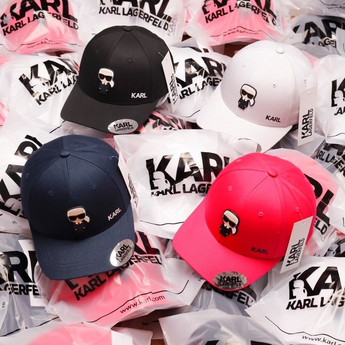 Mũ nón lưỡi trai KARL LAGERFIELD chất vải cotton Hàn Quốc cao cấp, logo cao su nổi 3D, màu đen, trắng, đỏ,xanh đen