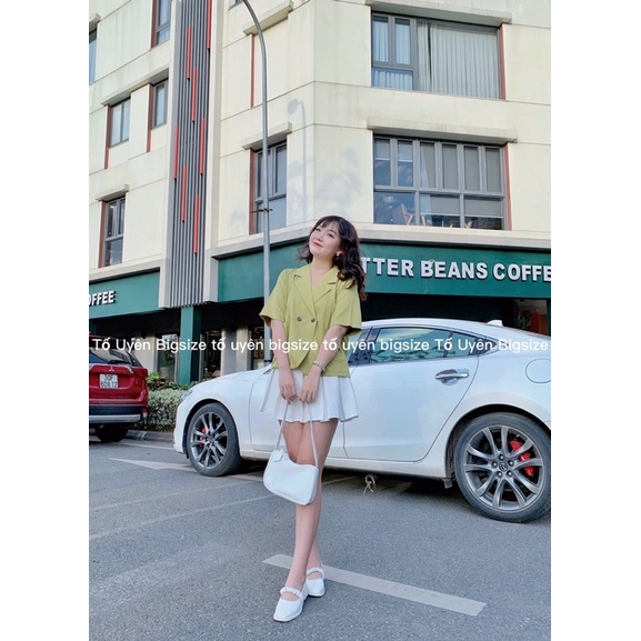 (T.U Bigsize 50-80kg) Áo Blazer Dáng Ngắn Cộc Tay Vạt Cong 1 Lớp #43