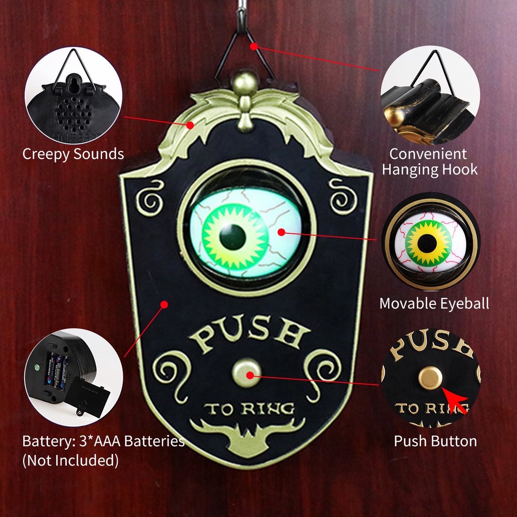Chuông cửa có đèn LED hình con mắt trang trí Halloween độc đáo