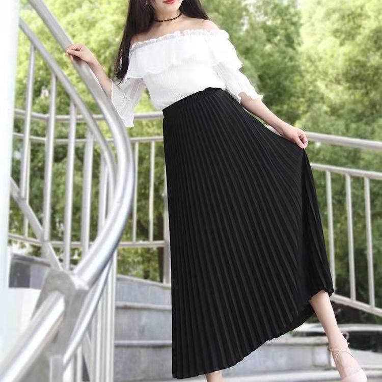 Chân Váy Chiffon Dài 90cm Xếp Ly Thời Trang Nữ Tính