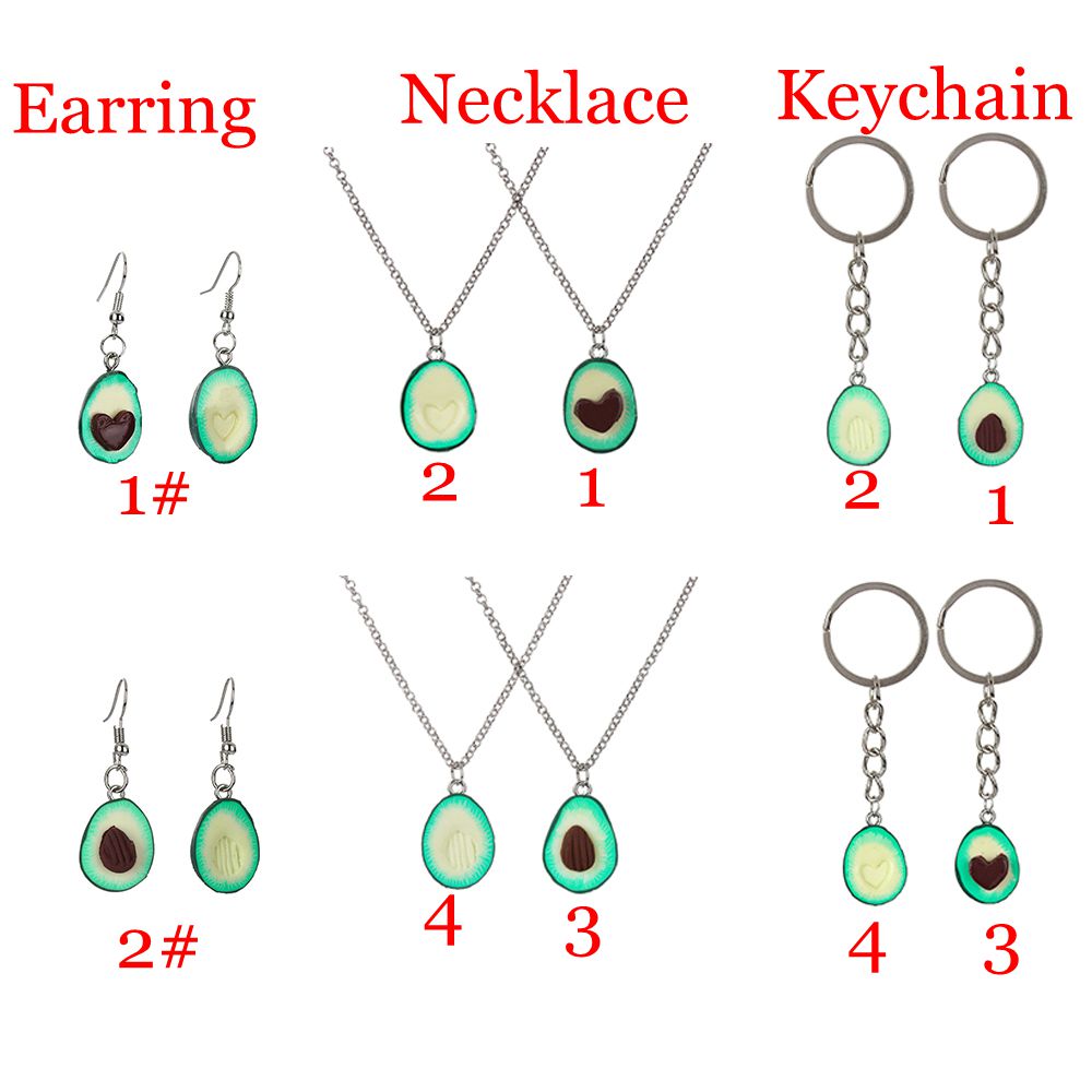 Bộ Trang Sức Gồm Vòng cổ/Móc Khóa/Móc Khóa Hình Trái Bơ Màu Xanh Lá Phong Cách Bohemian Dễ Thương