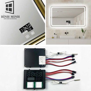 công tắc cảm ứng gương - hiện thị thời gian và nhiệt độ cùng lúc