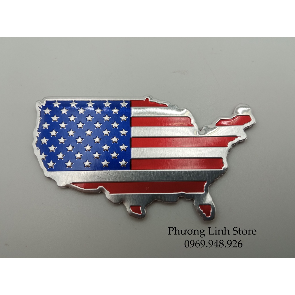 Logo cờ USA, Tem dán xe hình cờ Decal cờ Mỹ 7x4 cm 218