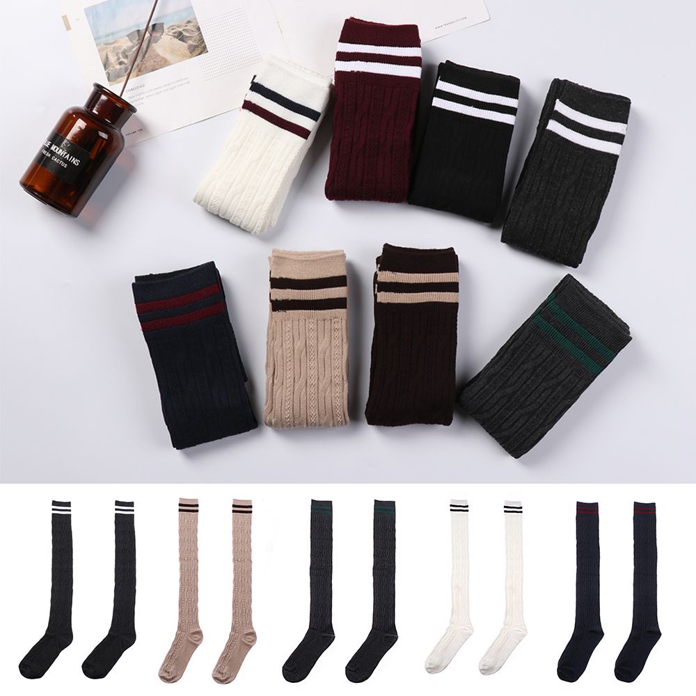Vớ Cotton Dài Qua Gối Kẻ Sọc Nhiều Màu Thời Trang Cho Nữ