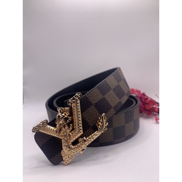 Thắt lưng nam khóa Rong - Dây nịt da caro nâu - Mẫu mới 2022