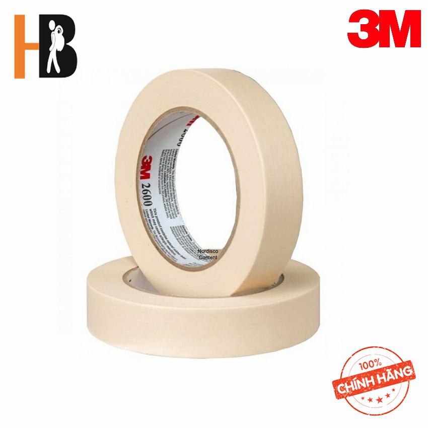 Combo 5 cuộn băng keo giấy 3M Masking Tape 2600 Trắng