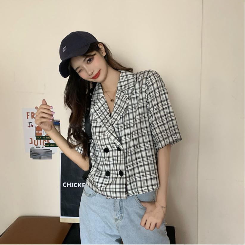 Áo Khoác Croptop Cổ Vest Nữ - A02 | BigBuy360 - bigbuy360.vn