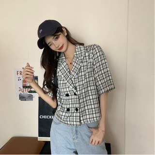 Áo Khoác Croptop Cổ Vest Nữ - A02