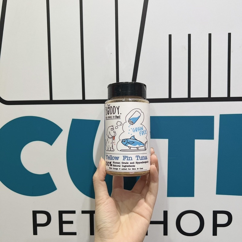 Bột trị biếng ăn cho chó mèo Buddy được làm từ cá ngừ nguyên chất 120g.
