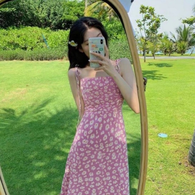 Đầm hai dây hoa cúc