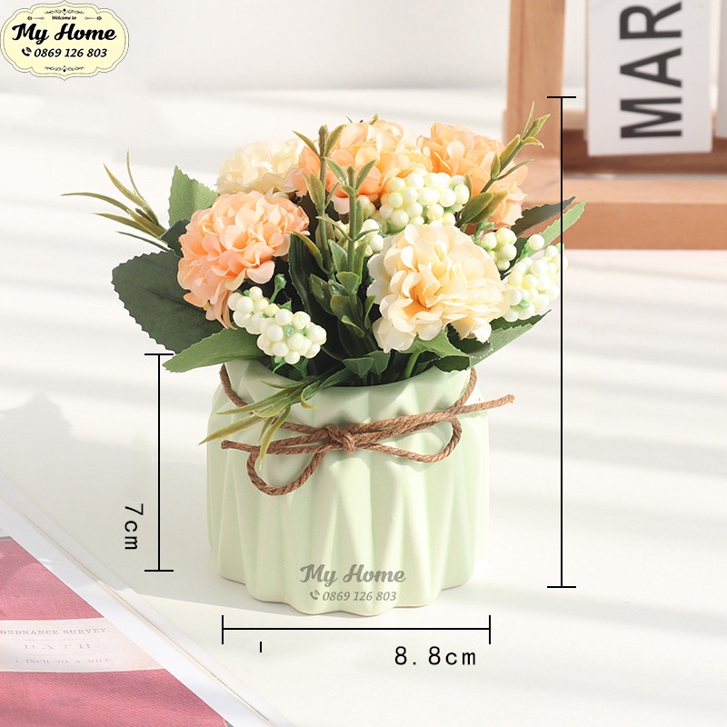 Cắm sẵn - Chậu hoa cẩm tú cầu hoàng gia 15*20cm , trang trí, để - Hoa giả