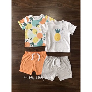 Set 2 bộ áo quần hoạ tiết hoa quả Tuclothing bé trai