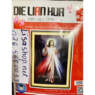 Tranh thêu chữ thập CHÚA thương xót  51x72cm chưa thêu 3d  222483
