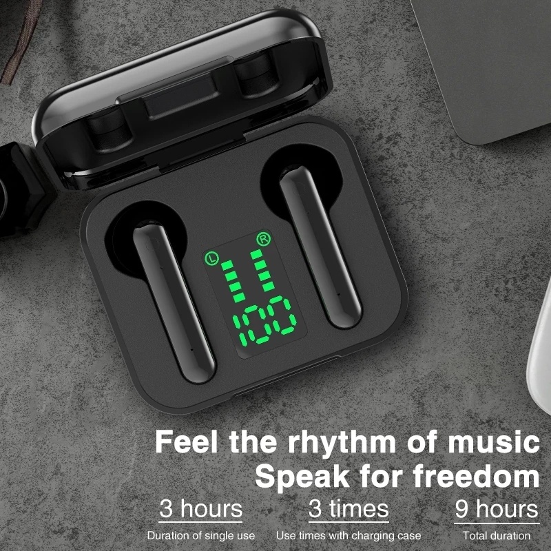 Tai Nghe Bluetooth 5.0 Không Dây TZUZL L12 TWS Có Đèn LED Và Mic