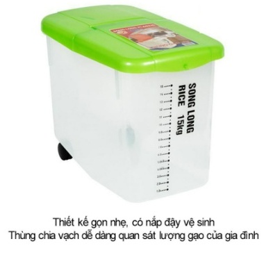 THÙNG GẠO15kg SONG LONG-2041 tiện lợi sạch sẽ cho không gian bếp