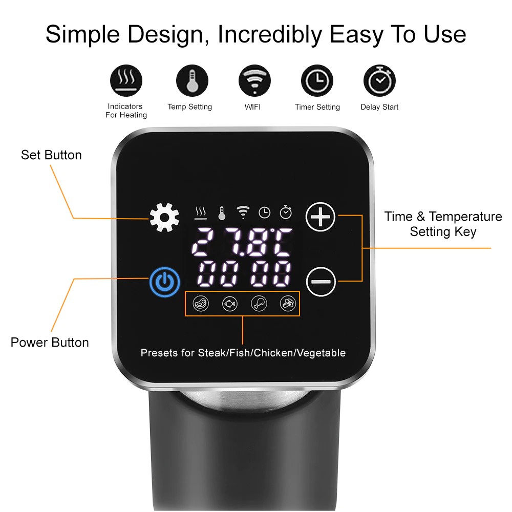 Máy nấu chậm Sous vide BioloMix SV-9008 thế hệ thứ 5  với App điều khiển