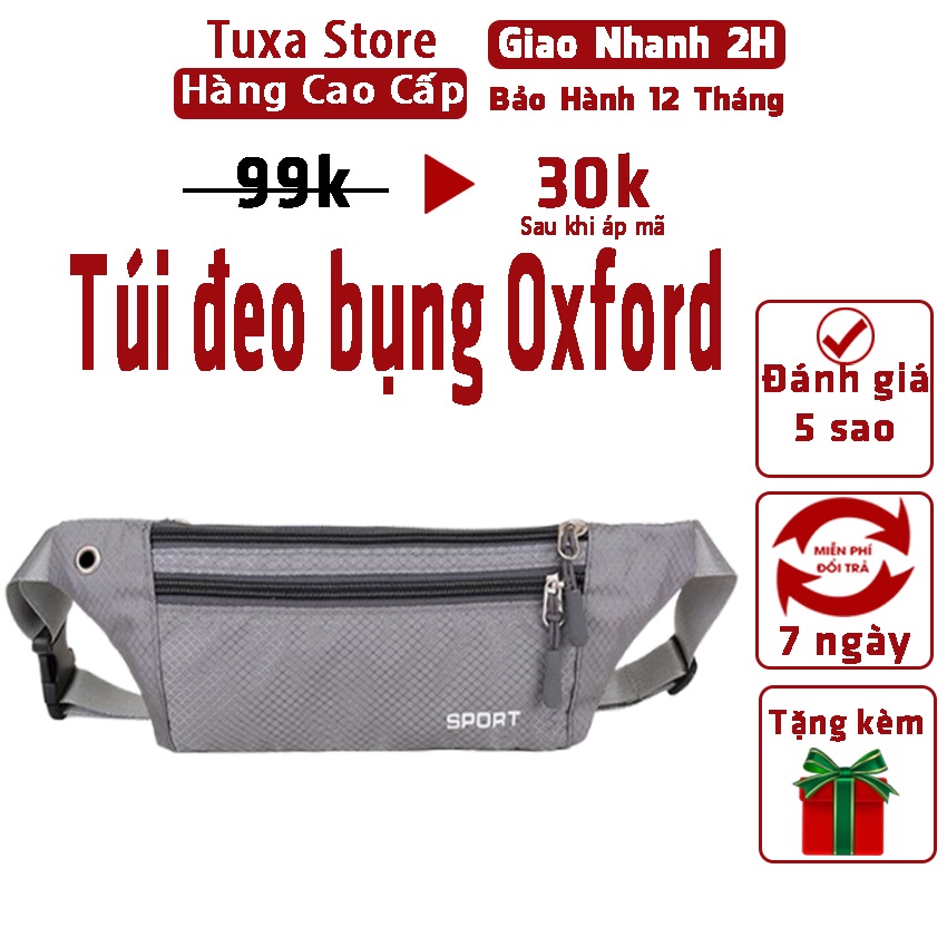 Túi đeo bụng vải oxford chống thấm nước cao cấp đựng điện thoại đeo hông thể dục thể thao Túi đeo chéo Tuxa store