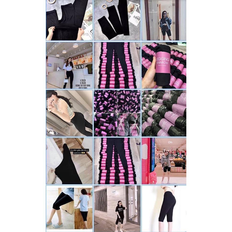 Quần legging cuộn Hồng DÀI siêu co giãn