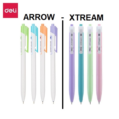 [Giá sỉ] Hộp 50 cây bút bi Xtream - Arrow vỏ nhiều màu 0.7mm Deli