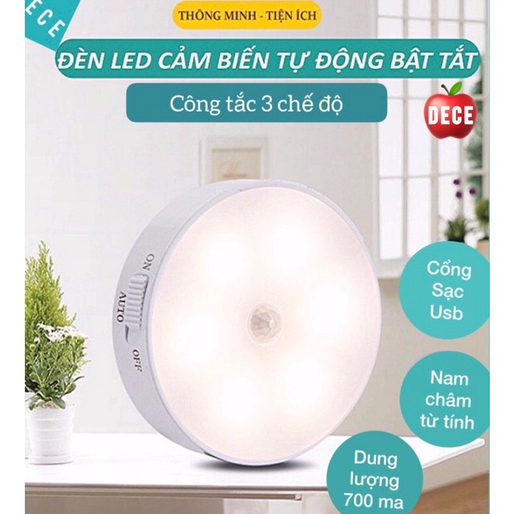 Đèn LED cảm ứng (3 chế độ)chuyển động cơ thể người sử dụng pin sạc usb dung lượng 700mah